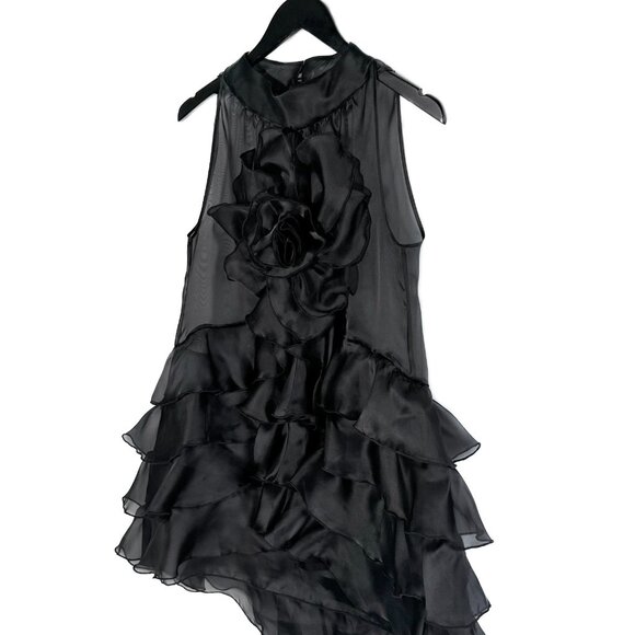Anne Fontaine Black Silk Organza Layered Sleeveless Aubrey Top - Picture 2 of 8